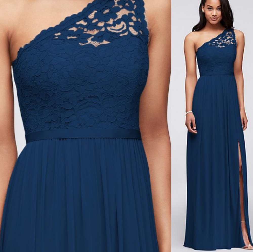 Long One Shoulder Lace Bridesmaid Dress